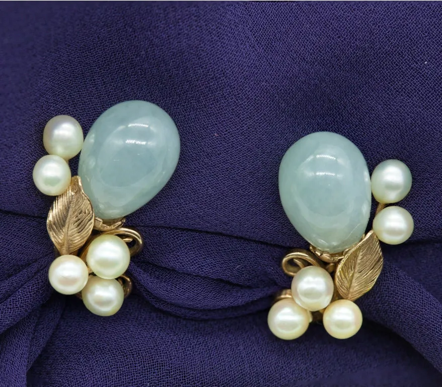 Exquisite Gold Jewelry Set with Jade, Pearl Pendant, Necklace, and Earrings by Ming