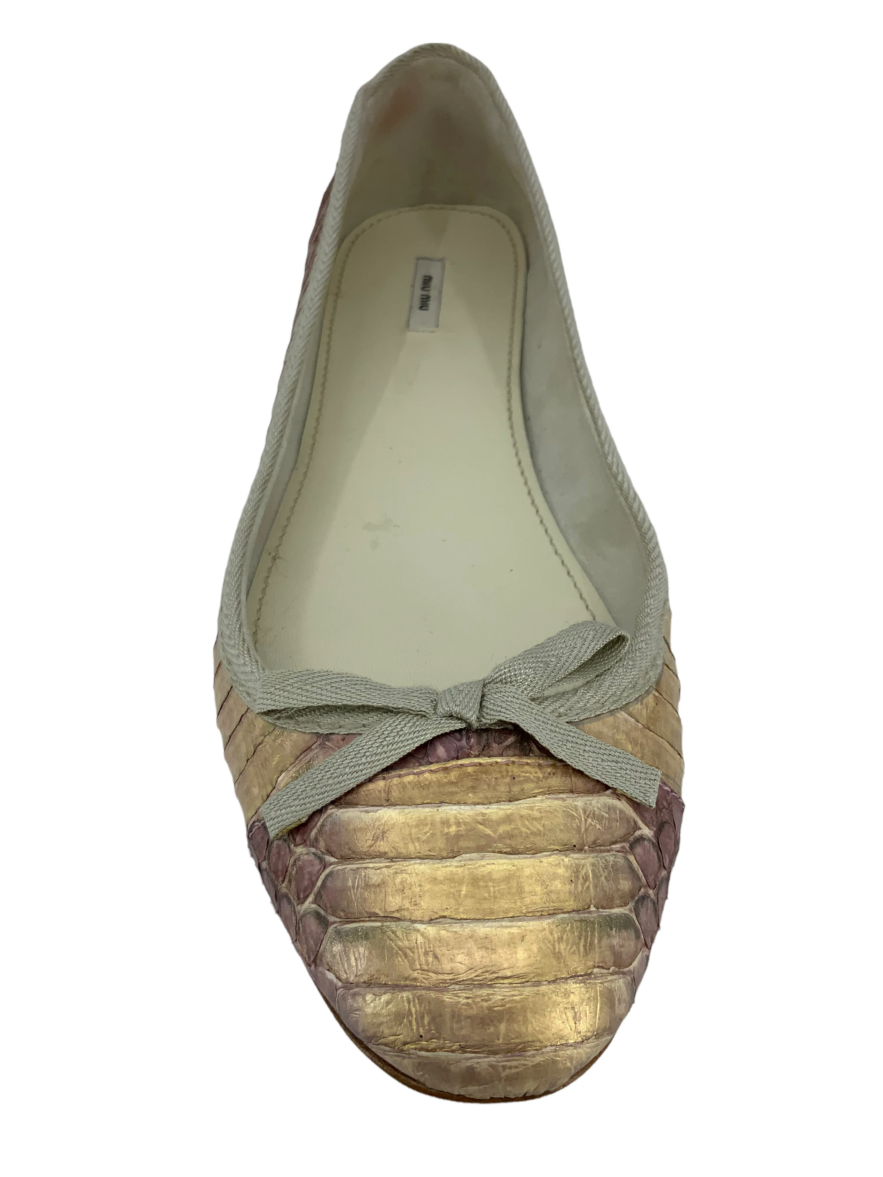 Miu Miu Metallic Snakeskin Ballet Flats Size 8