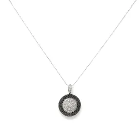 Monochrome Black/White Diamond Pendant Necklace in 14K White Gold