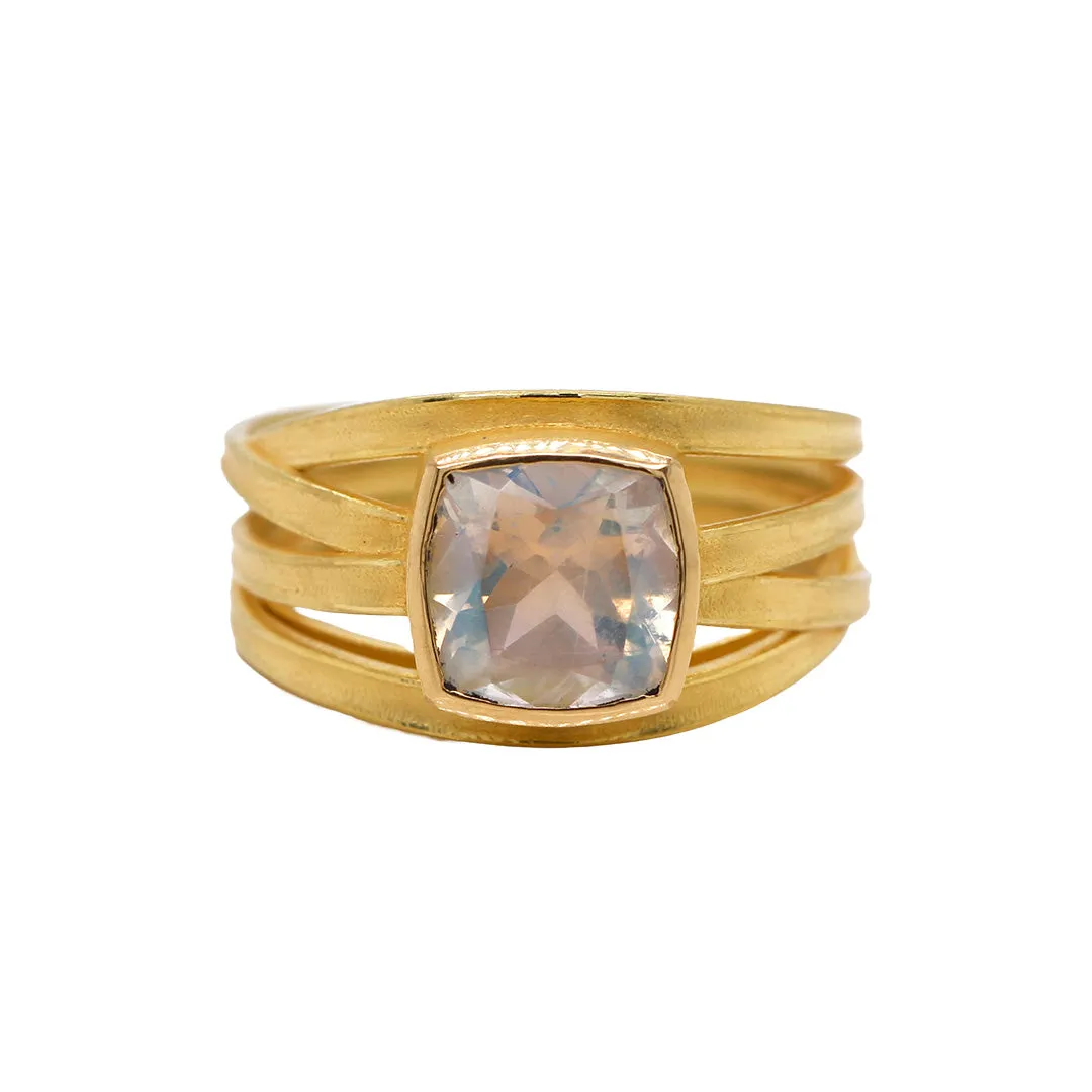 Moonstone Four Ribbon Ring