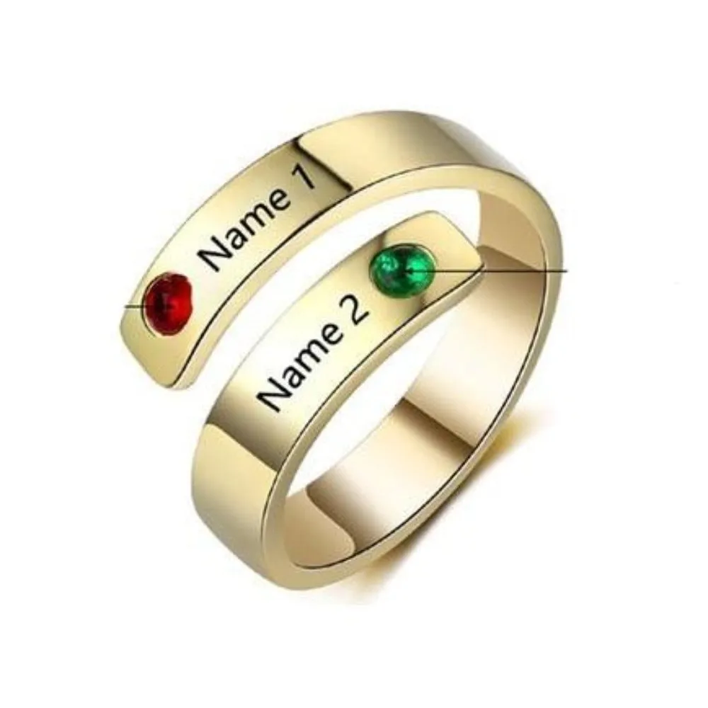 Mothers Rings Custom Name Birthstone Wrap Rings for Women Engraved Jewelry Anniversary Gifts for Mom