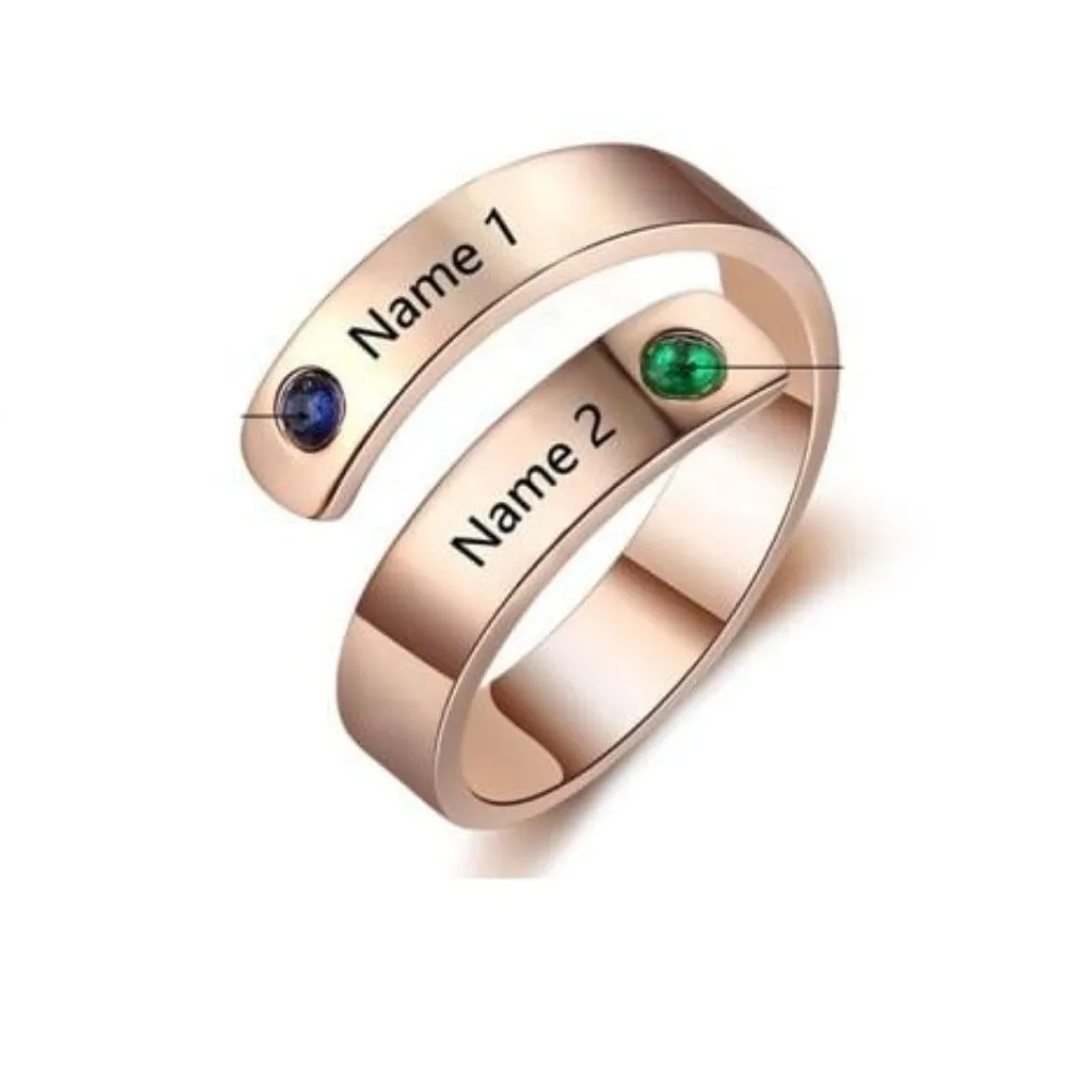 Mothers Rings Custom Name Birthstone Wrap Rings for Women Engraved Jewelry Anniversary Gifts for Mom