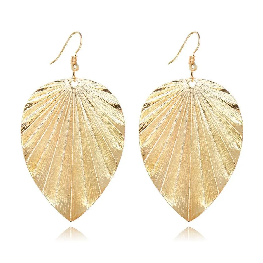 New Punk Metal Leaf Design Drop Dangle Earrings Women Jewelry