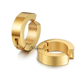 Non-Pierced Stainless Steel Clip On Hoop Earrings - Gold