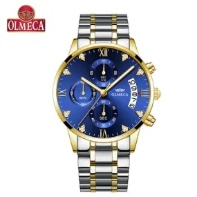 Olmeca 0878M Men Quartz Watch Stainless Steel Band Fashion Multifunction Wristwatch 3Atm Luminous Display Chronograph Calendar Date Watches W453918