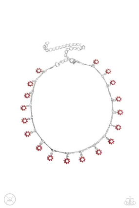 Paparazzi Delicate Display Red Choker Necklace & Earring Set