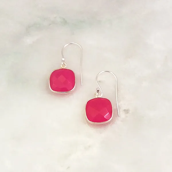 Pink Agate Single Drop Hook Earrings