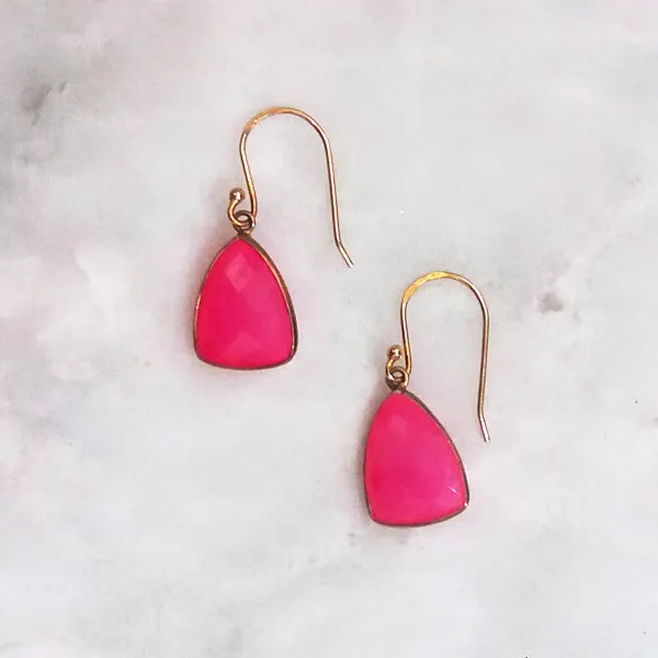 Pink Agate Single Drop Hook Earrings