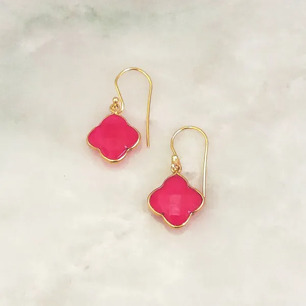 Pink Agate Single Drop Hook Earrings