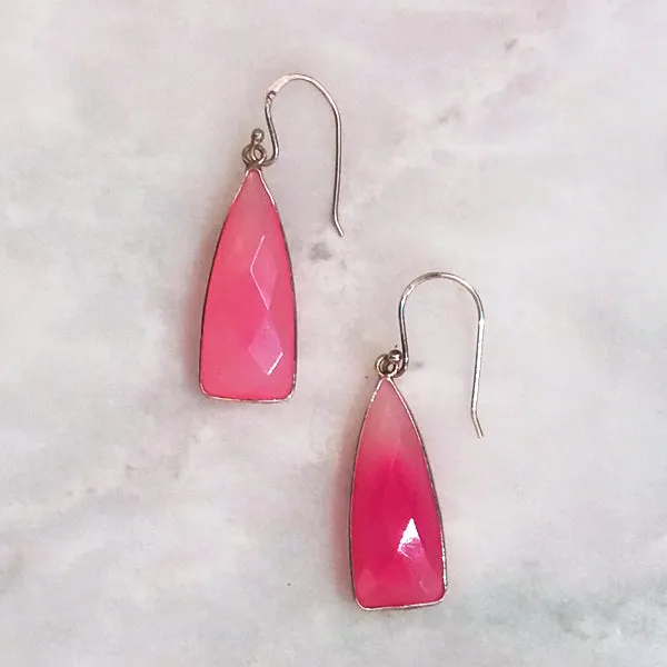 Pink Agate Single Drop Hook Earrings