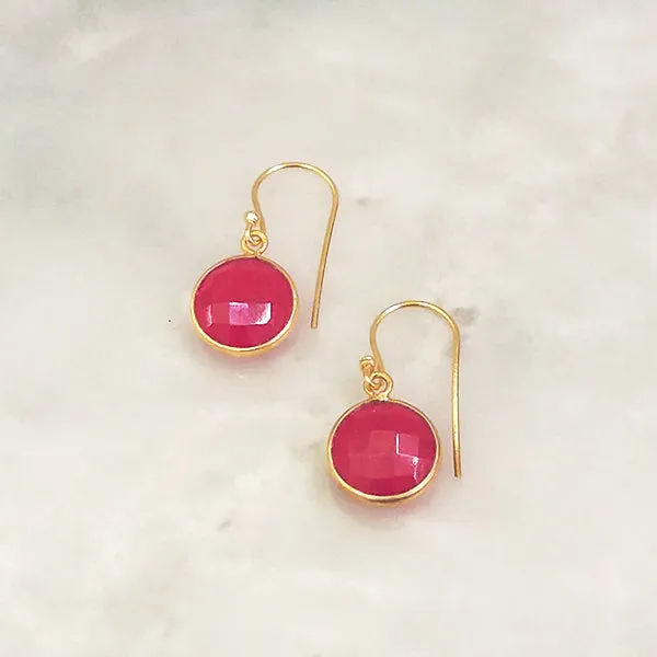 Pink Agate Single Drop Hook Earrings