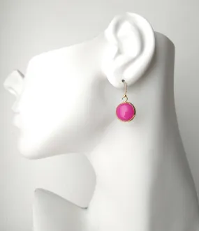 Pink Agate Single Drop Hook Earrings