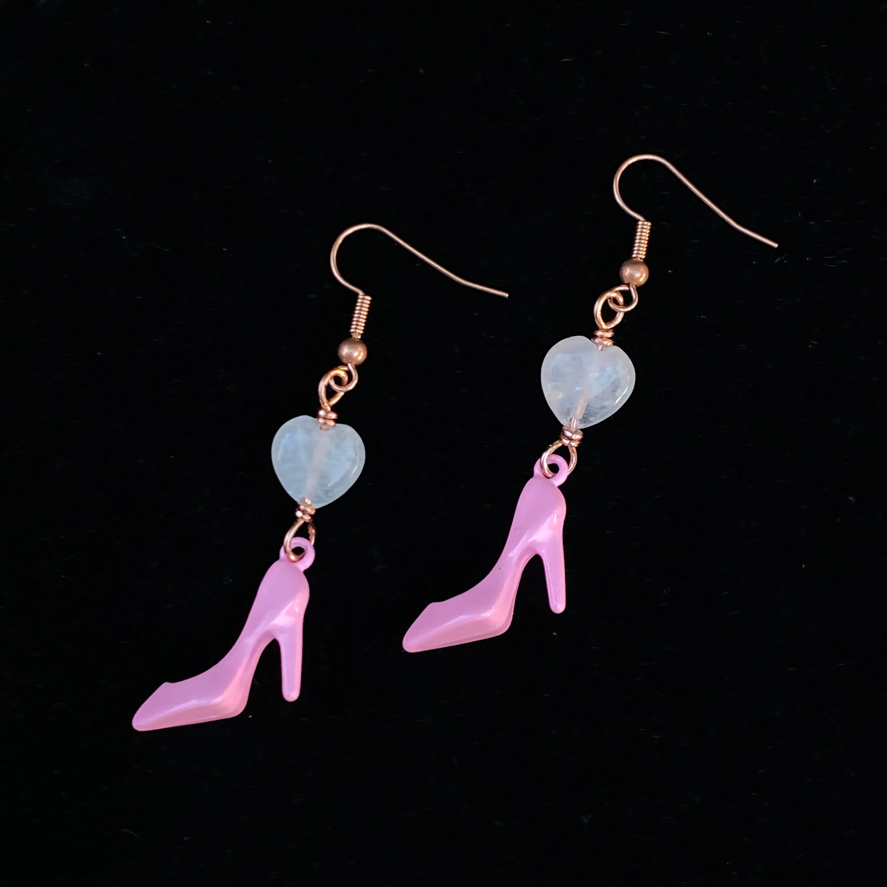 Pink Shoe and Rose Quartz Earrings