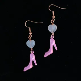 Pink Shoe and Rose Quartz Earrings