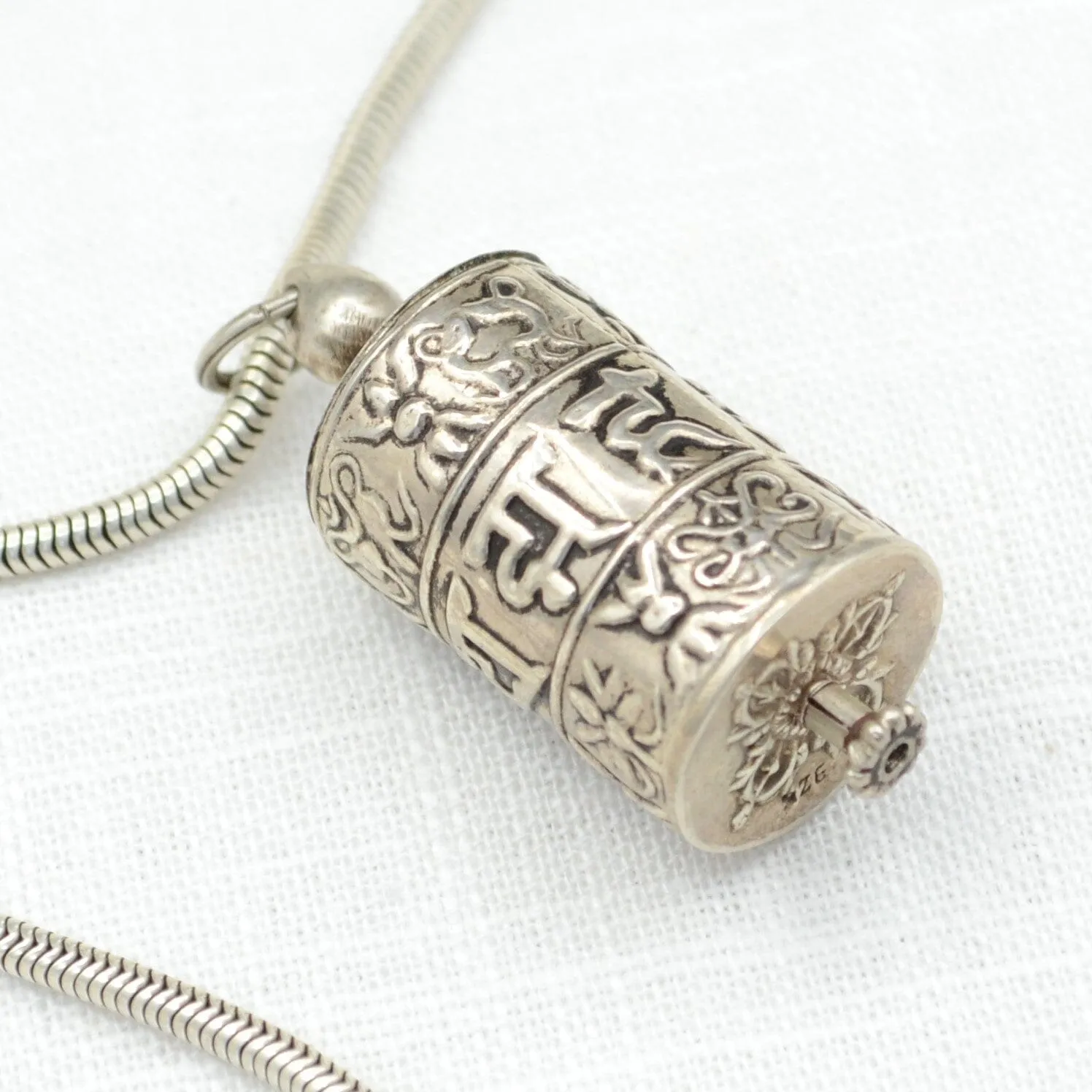 Prayer Wheel Silver Necklace