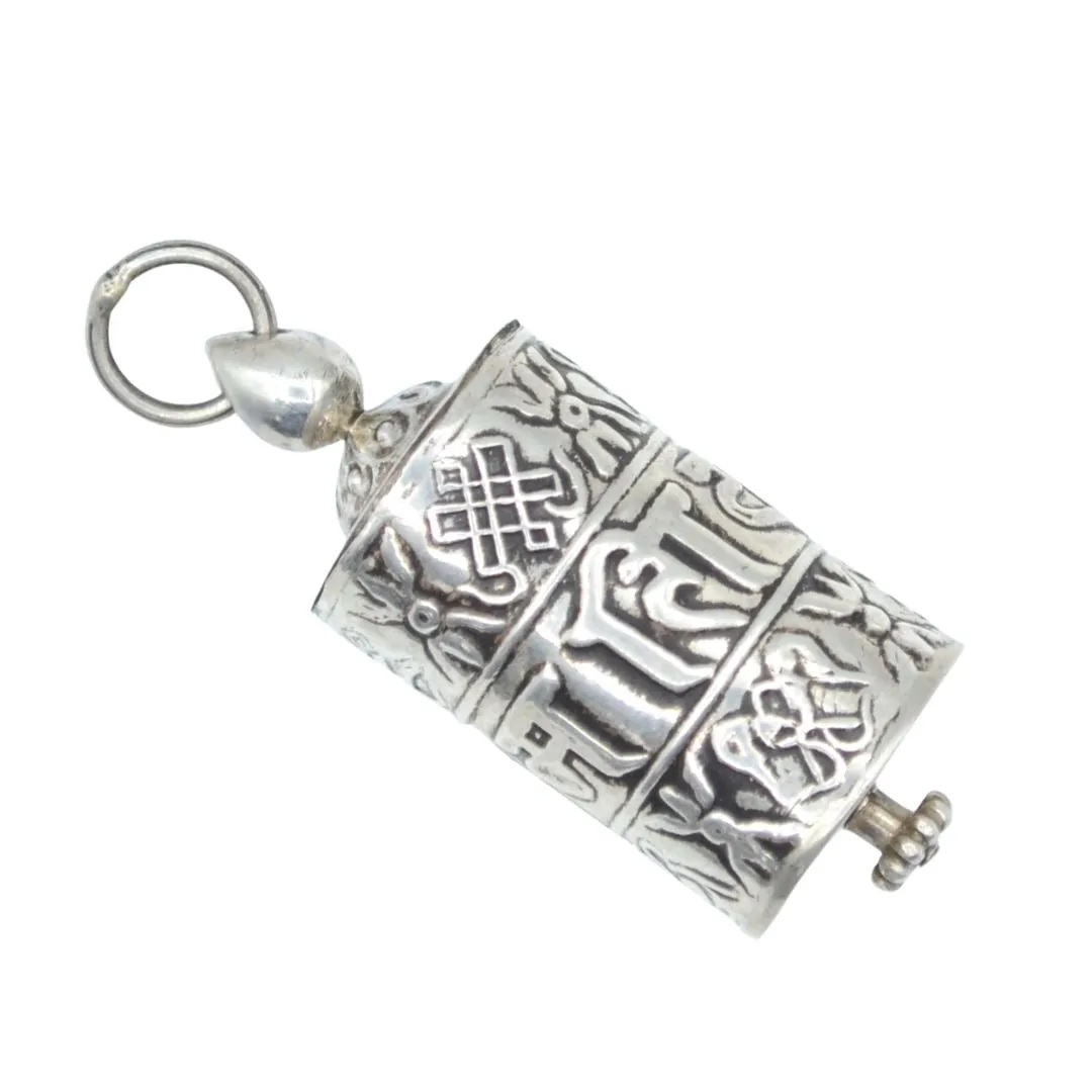 Prayer Wheel Silver Necklace