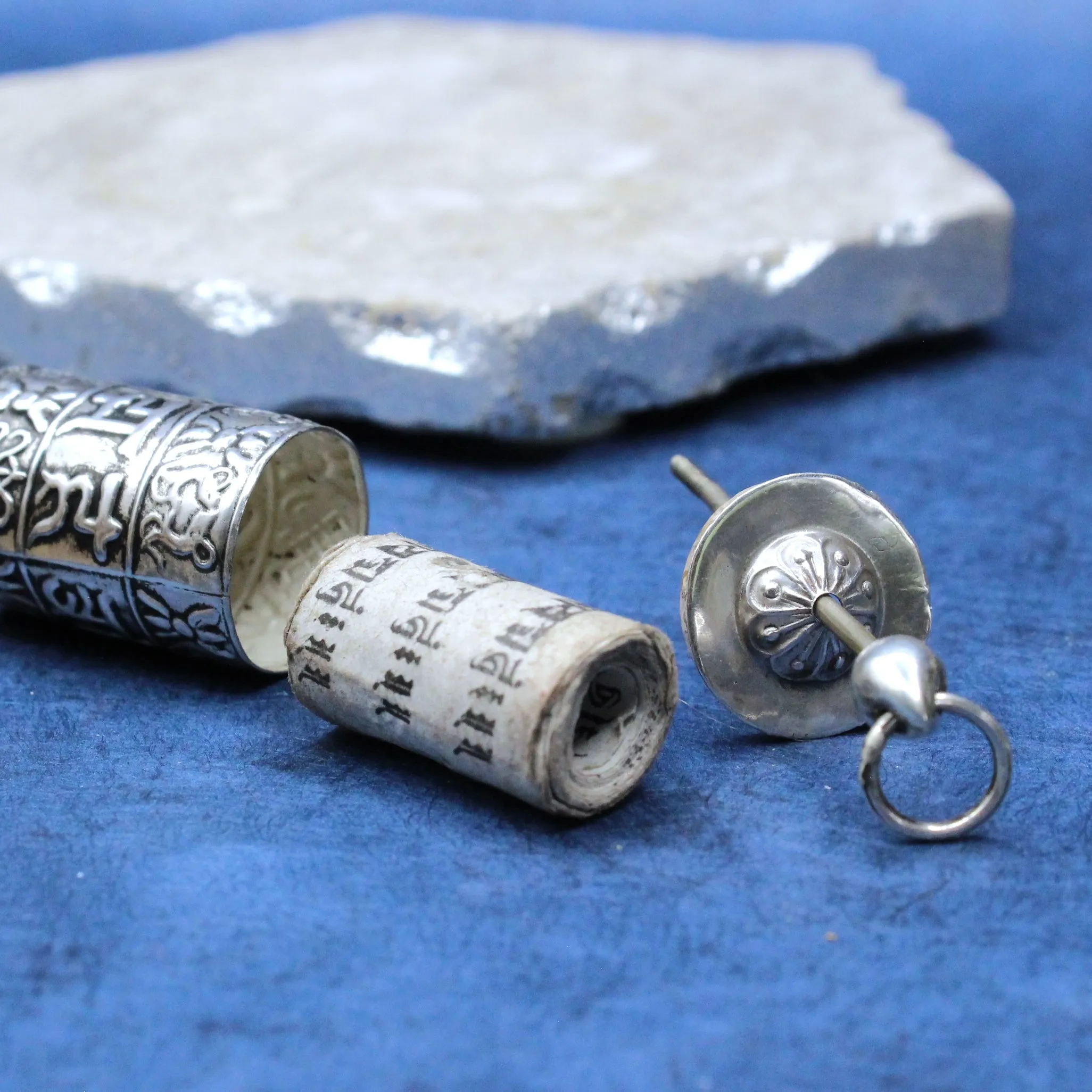 Prayer Wheel Silver Necklace