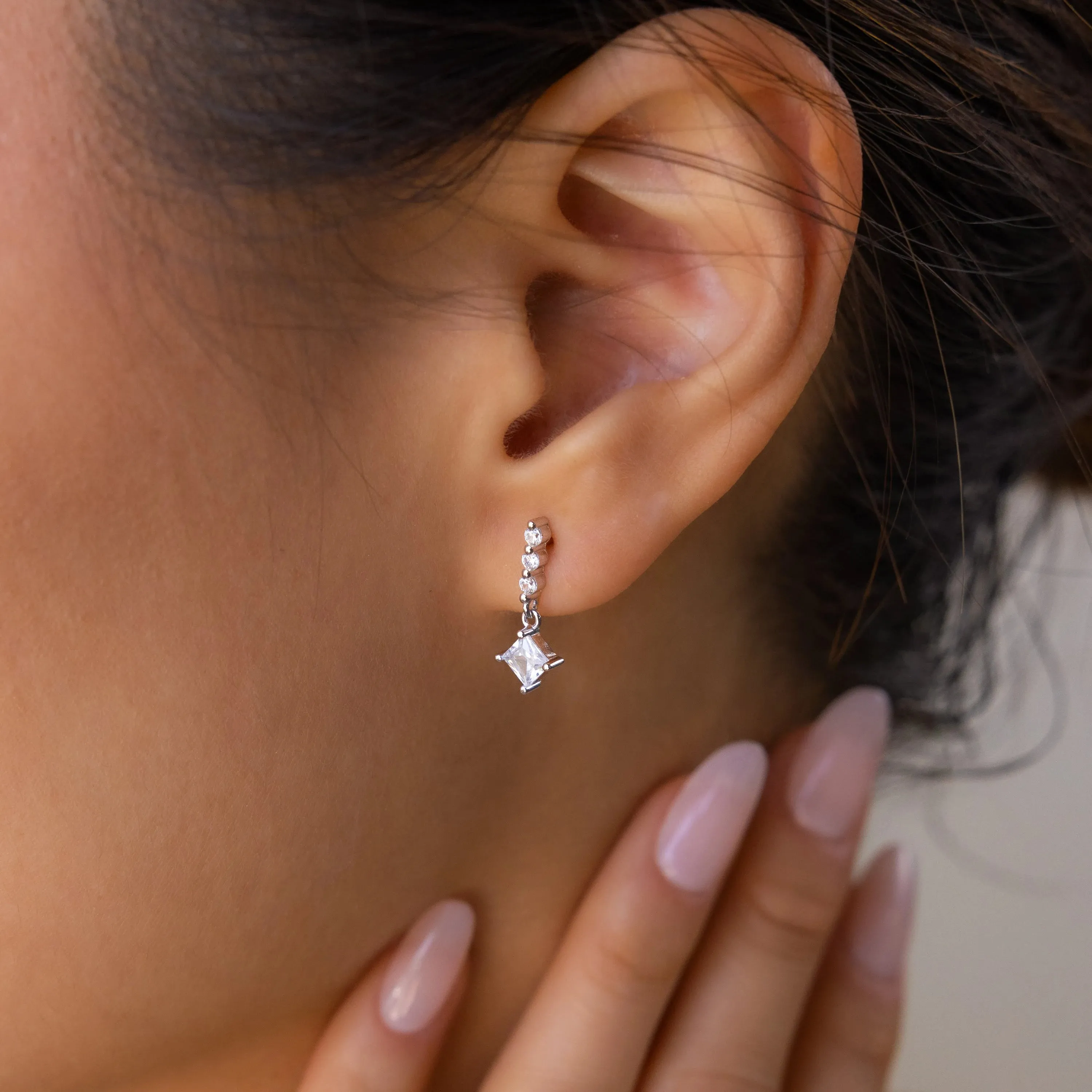 Princess Diamond Drop Studs