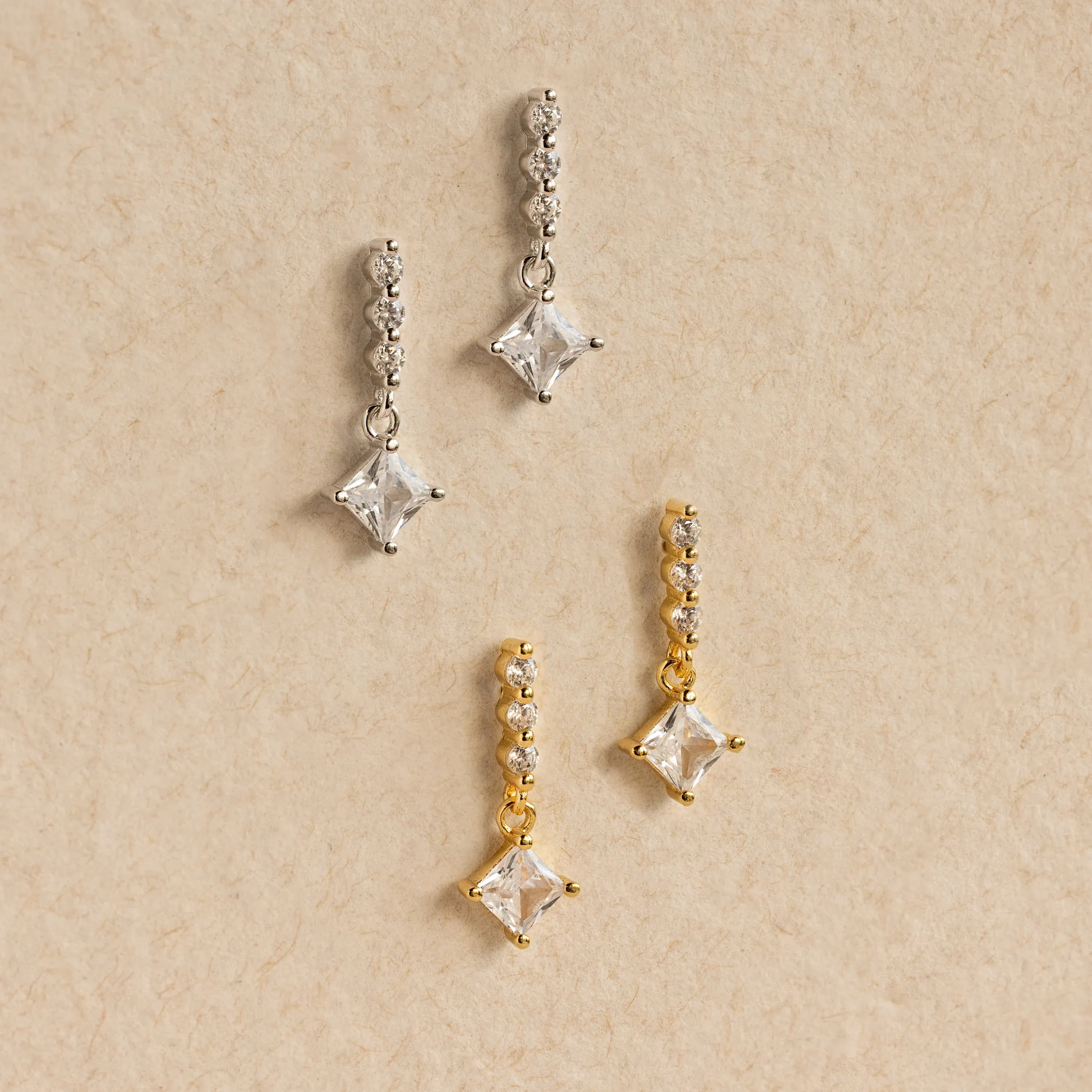 Princess Diamond Drop Studs