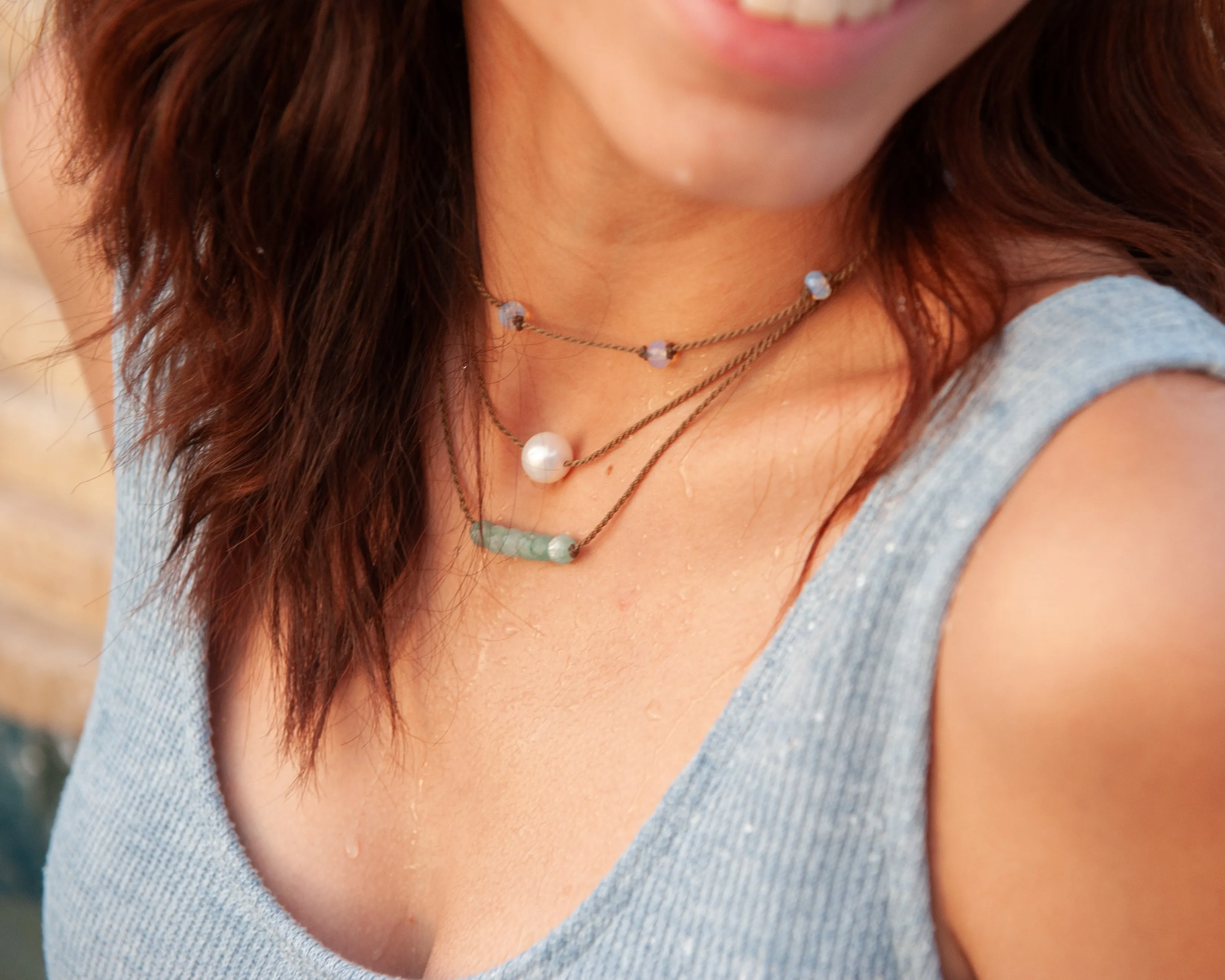 Princess Necklace-0142-Opalite Faceted Rondelle Petite