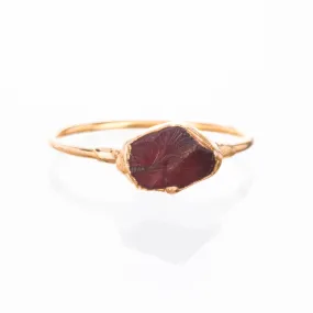 Raw Garnet Ring in Yellow Gold