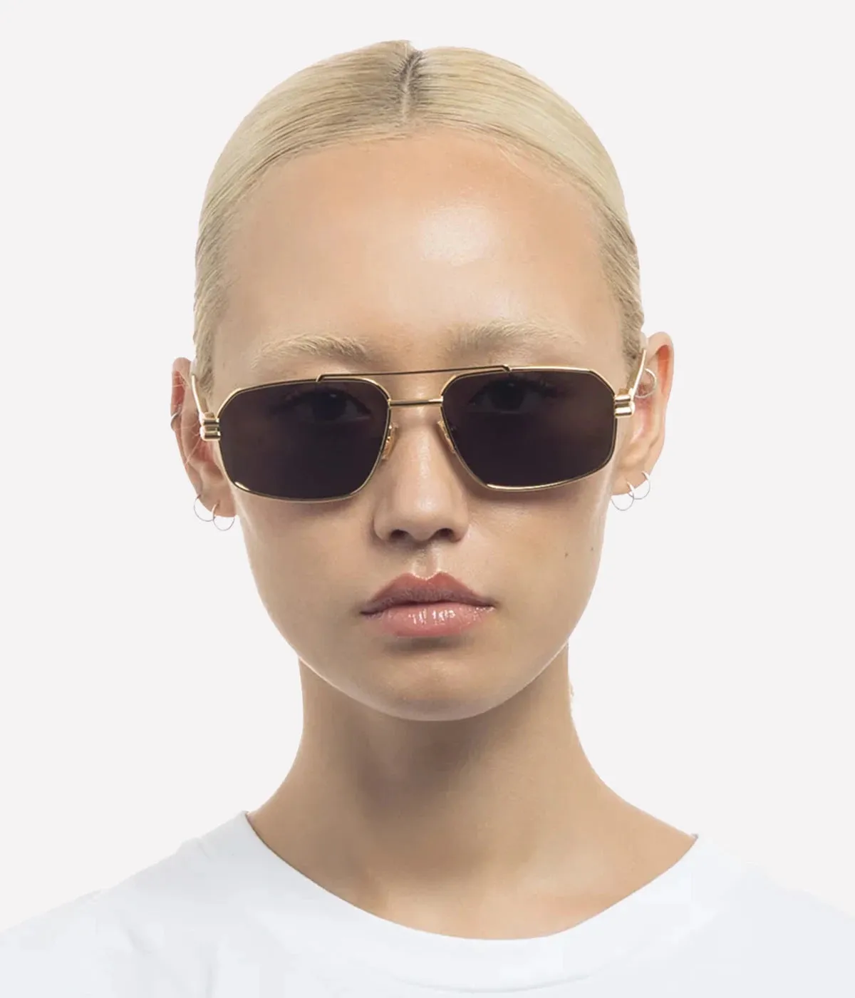 Rectangle Wire Sunglasses in Gold