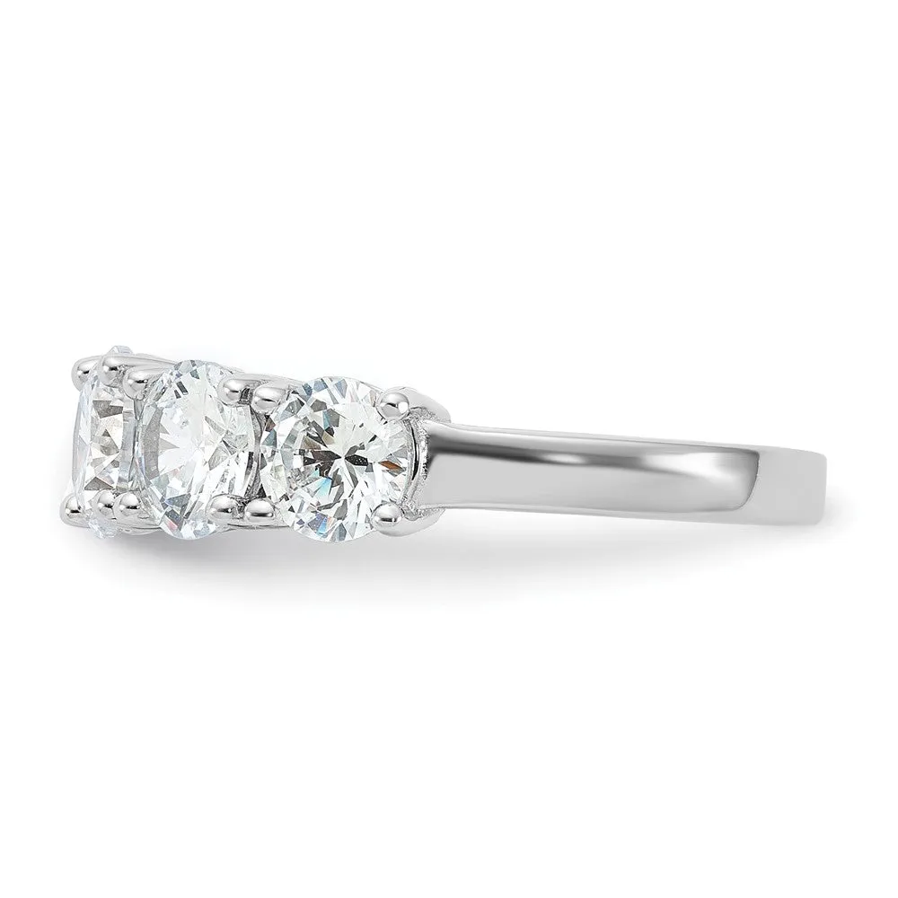 Rhodium-Plated CZ 5-Stone Ring in Sterling Silver