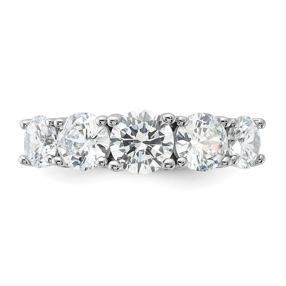 Rhodium-Plated CZ 5-Stone Ring in Sterling Silver