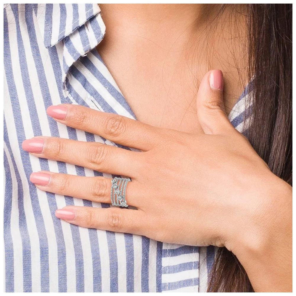 Rhodium-Plated CZ Ring in Sterling Silver