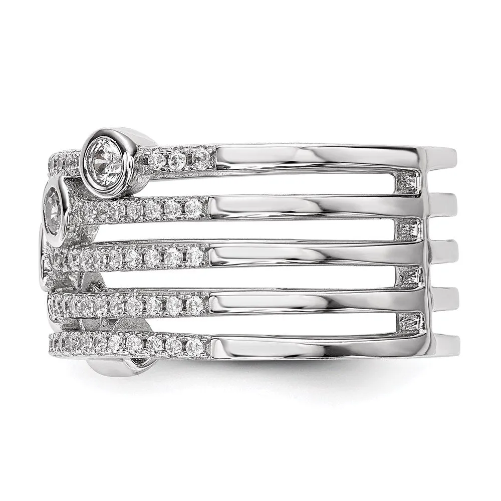 Rhodium-Plated CZ Ring in Sterling Silver