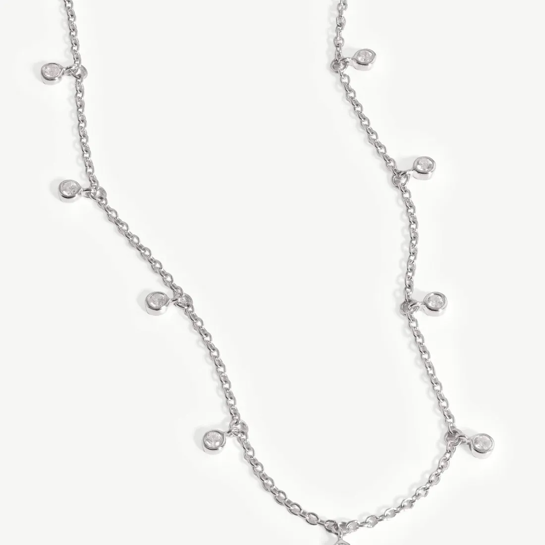 Rhodium Silver Interstellar Drop Choker Necklace