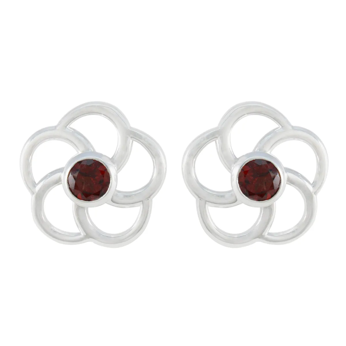 Riyo Easy On The Eye Sterling Silver Earring For Femme Garnet Earring Bezel Setting Red Earring Stud Earring