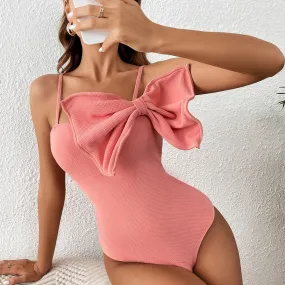 Rosa Big Bow Chic One Piece Badeanzug 