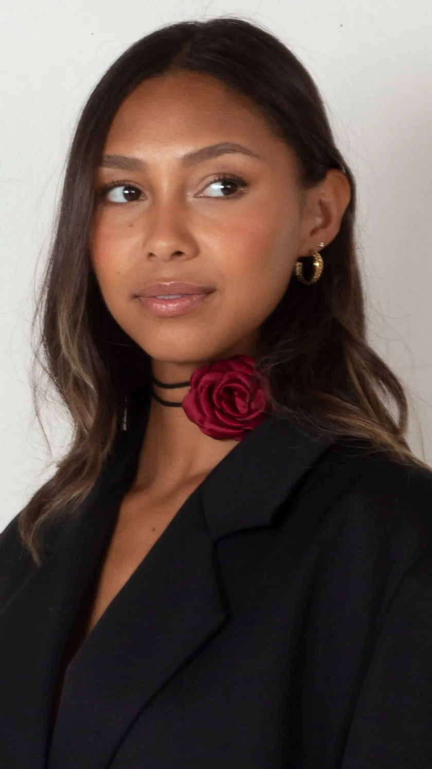 Rose Choker - Burgundy