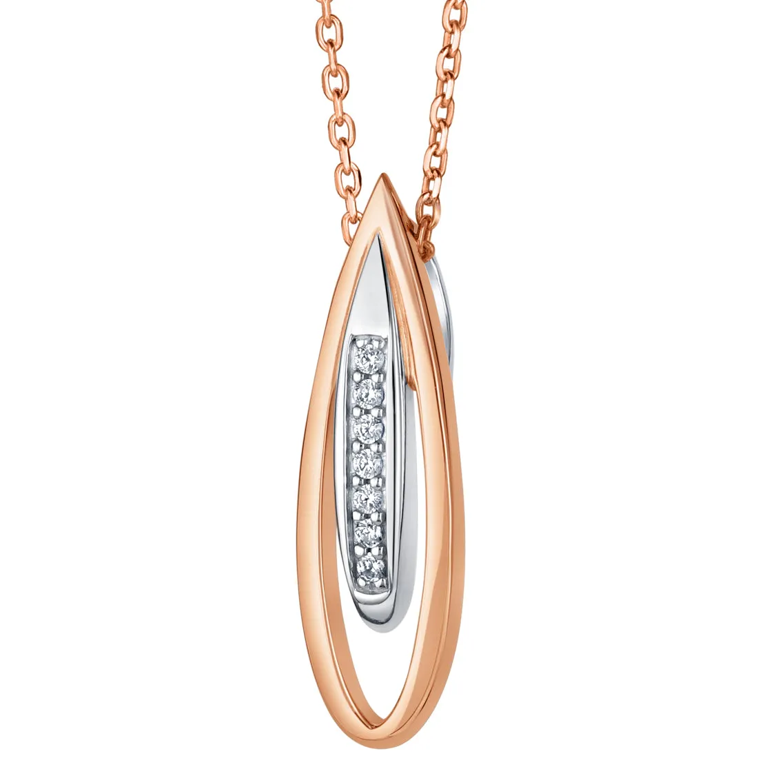 Rose-Tone Sterling Silver Floating Teardrop Pendant