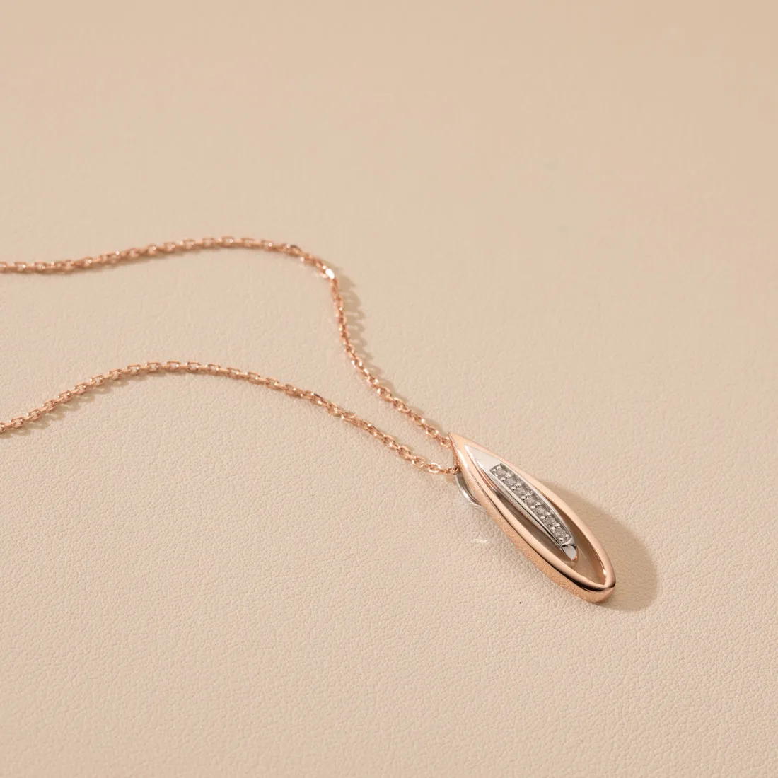 Rose-Tone Sterling Silver Floating Teardrop Pendant