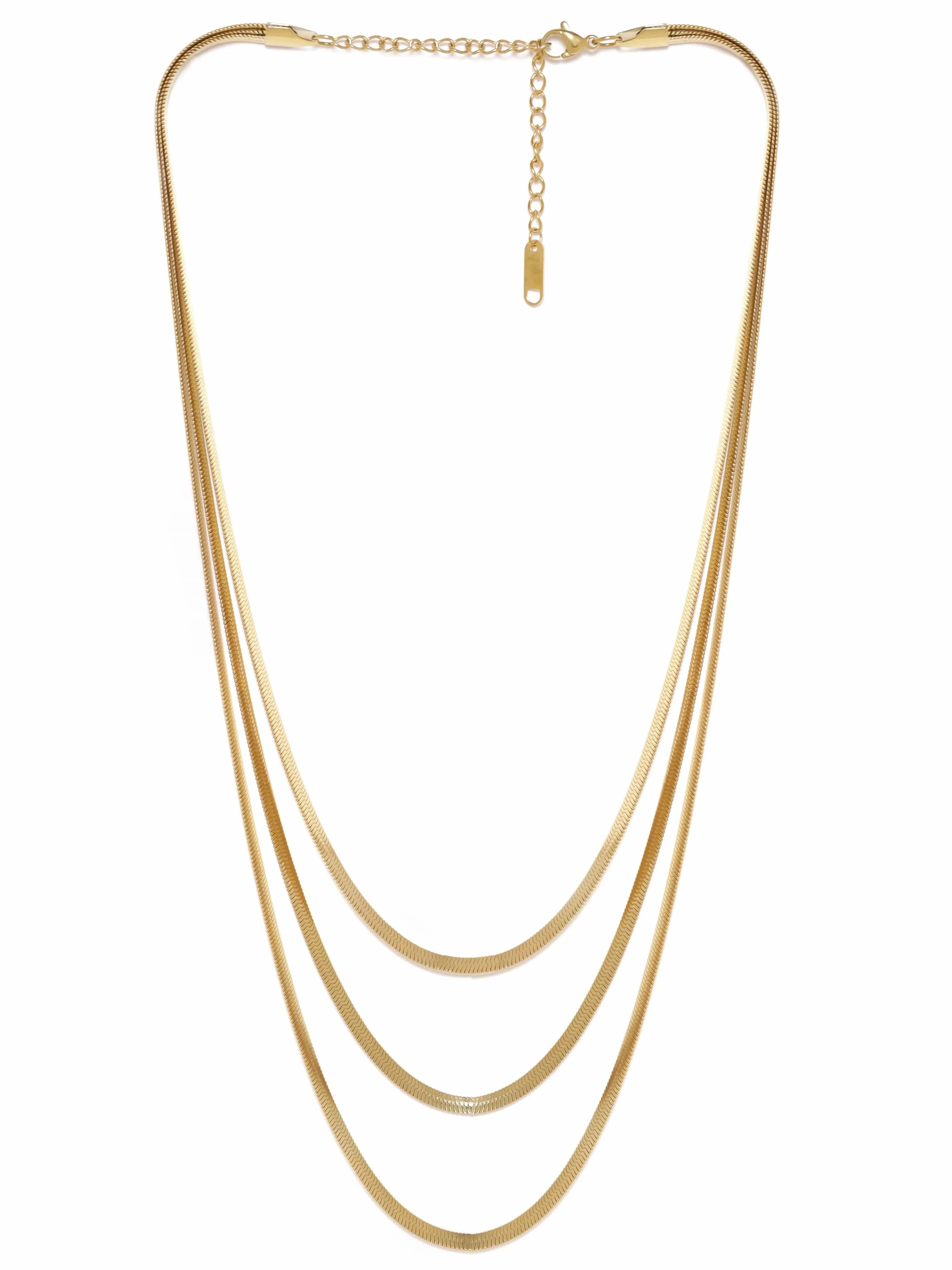 Rubans Voguish 22K Gold Plated Stainless Steel Waterproof Snake Chain Triple Layer Tarnish Free Necklace