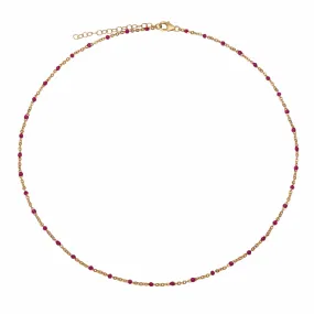 Ruby Red Enamel Bead Necklace