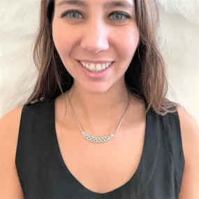 Silver and Crystal Braided Collar Necklace