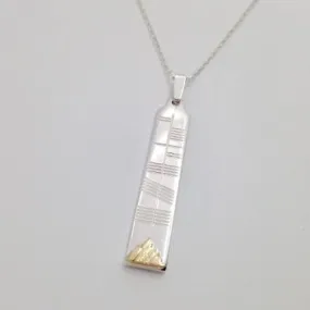 Silver Ogham Pendant with 14K Symbol - Skellig Michael