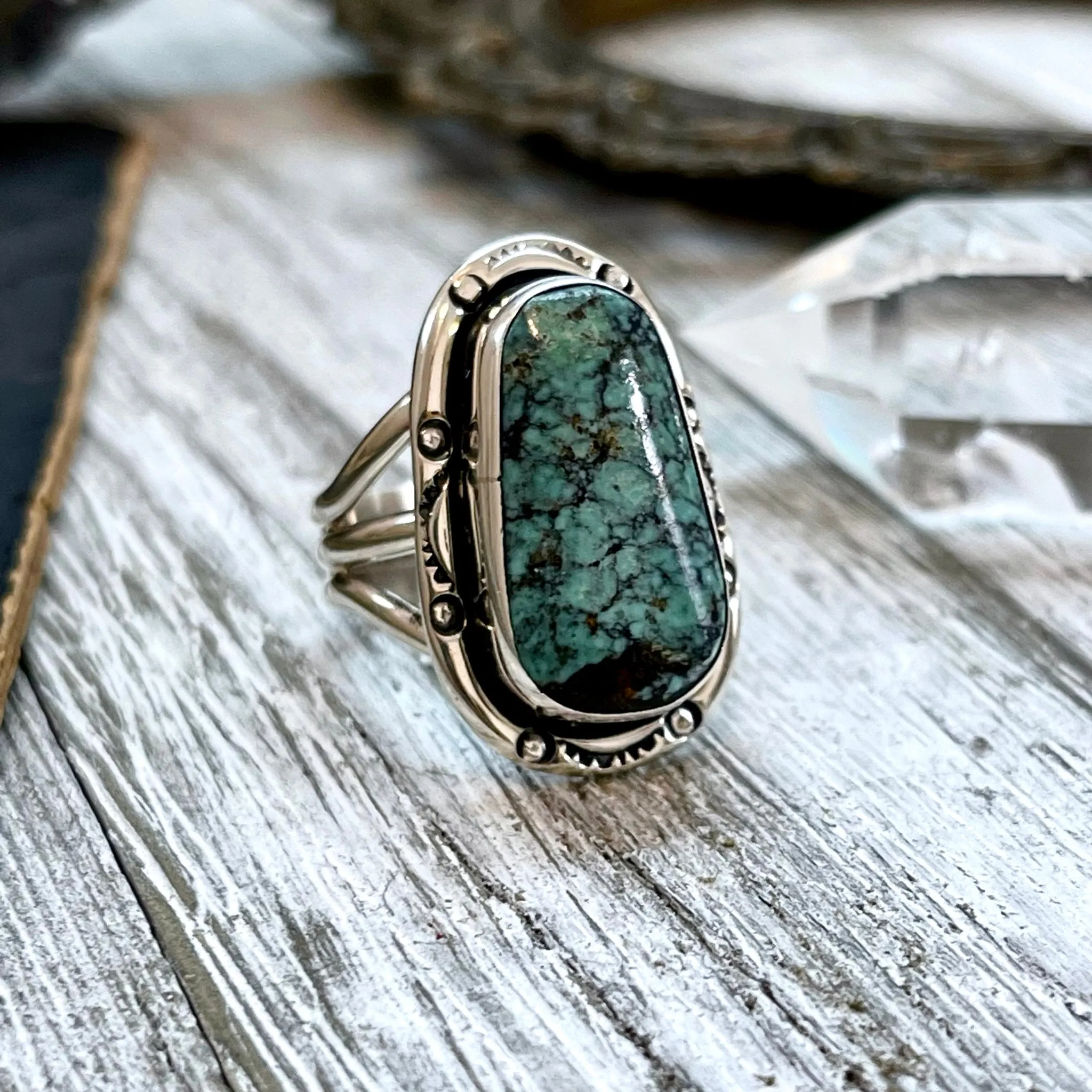 Size 8 Turquoise ( # 8 Turquoise) Statement Ring Set in Sterling Silver / Curated by FOXLARK Collection