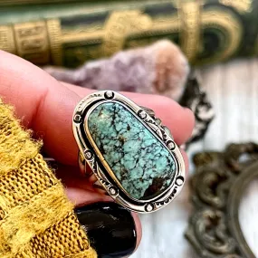 Size 8 Turquoise ( # 8 Turquoise) Statement Ring Set in Sterling Silver / Curated by FOXLARK Collection