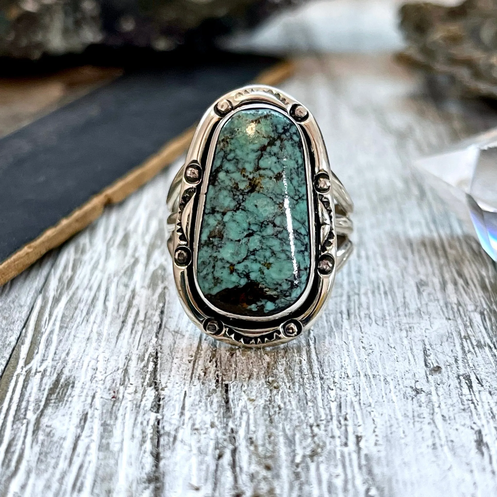 Size 8 Turquoise ( # 8 Turquoise) Statement Ring Set in Sterling Silver / Curated by FOXLARK Collection