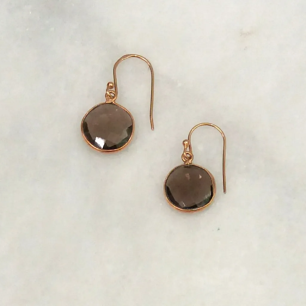 Smokey Quartz Single Drop Hook Earrings