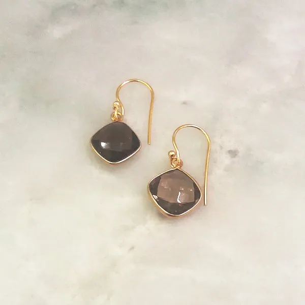 Smokey Quartz Single Drop Hook Earrings