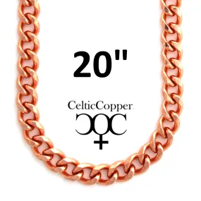 Solid Copper Necklace Chain Heavy Cuban Curb Chain Necklace NC76 Rugged 10mm Solid Copper Curb Chain Necklace 20 Inch Chain