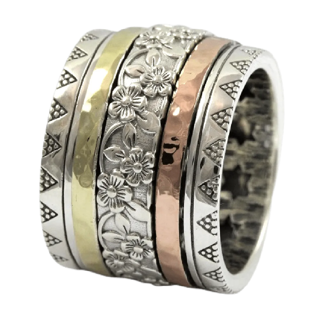 Spinner ring for woman romantic silver and gold rings