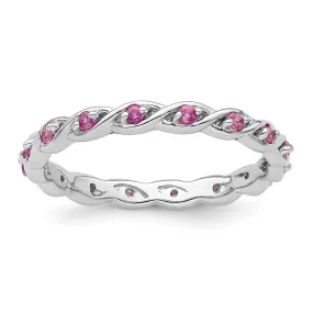 Stackable Expressions Created Pink Sapphire Ring in Sterling Silver