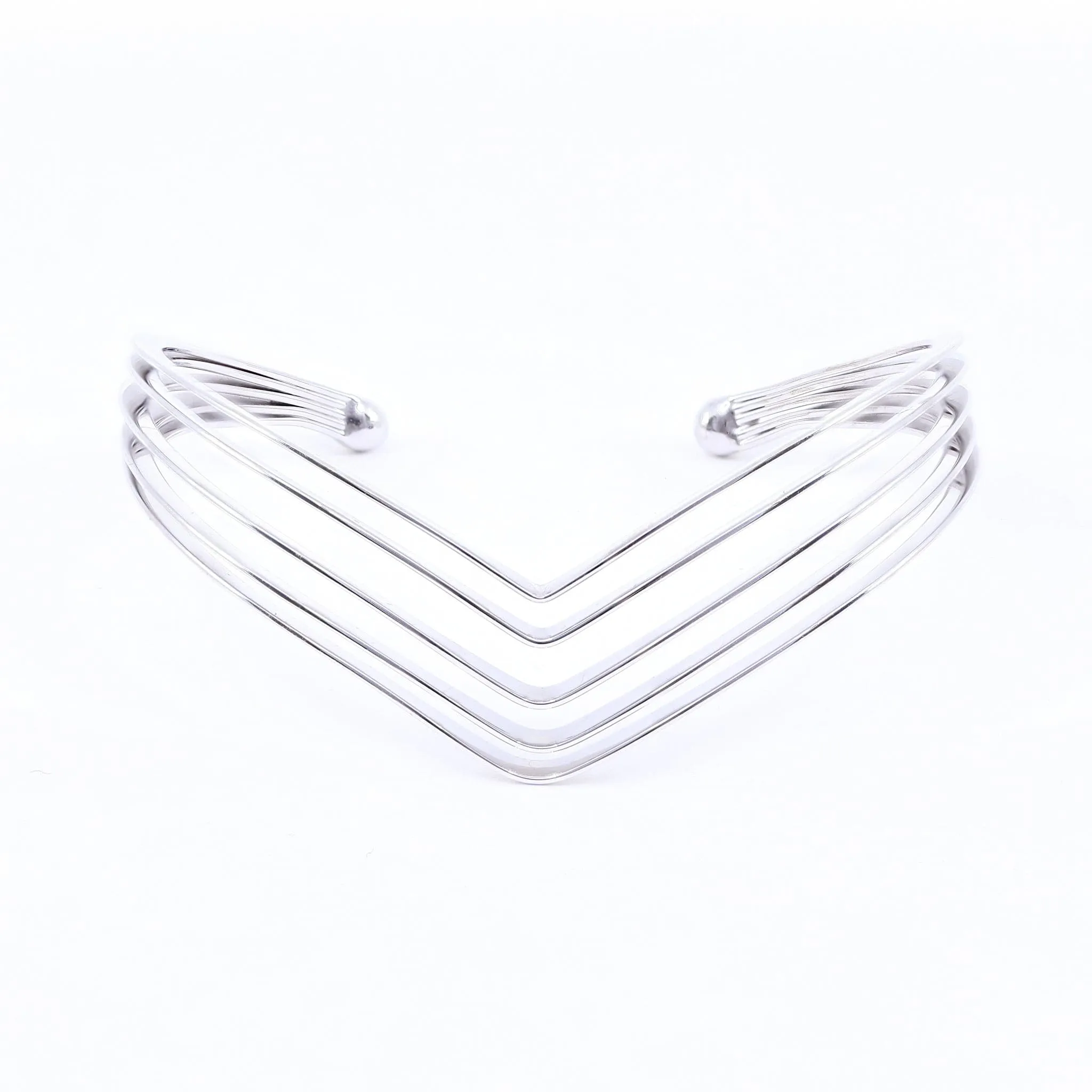 STERLING SILVER 5-ROW V-STYLE CUFF BRACELET