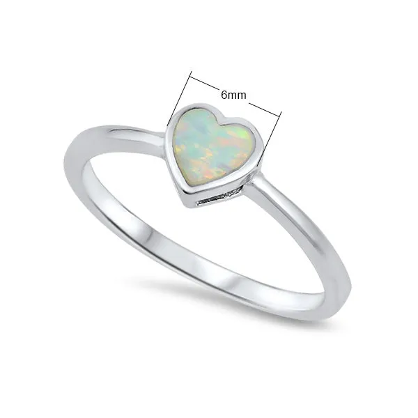 Sterling Silver Heart White Opal Ring